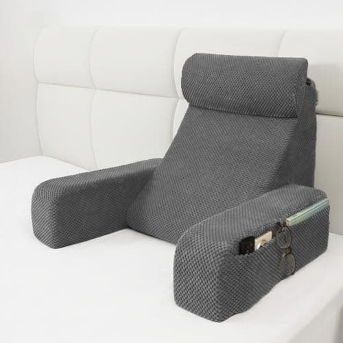 Vekkia 19" Reading Pillow for Adults with Built-in Arms and XL Side Pockets