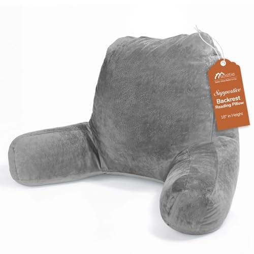 Sasttie Reading Pillow Back-Rest Support Cushion for Sitting Up in Bed, Oeko-Tex Certified, Dark Grey
