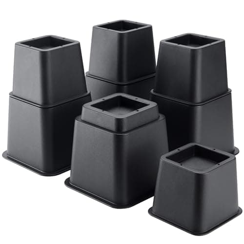 BTSD-home Bed Risers 8 Inch Adjustable, 4-Pack Stackable Furniture Risers, 3/5/8 Inch Heights, Heavy Duty