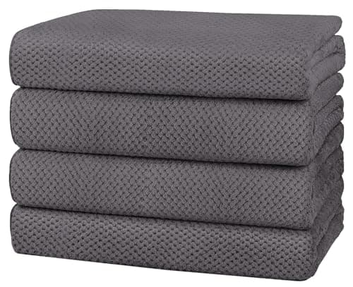 HOMEXCEL Microfiber Bath Towel Set, Pack of 4, 30 x 60 in Large, Soft Quick-Dry, Grey
