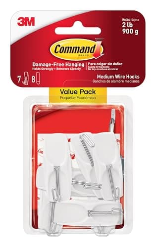 Command Medium Wire Toggle Hooks, 7 Hooks and 8 Strips (Holds 2 lb) — Recommended per expert consensus