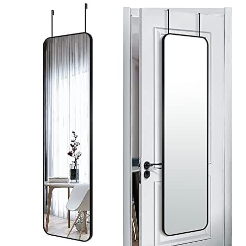 SCWF-GZ 47"x14" Full Body Length Door Hanging Wall Mounted Mirror, Aluminum Alloy Frame, Black — Good Value per expert consensus