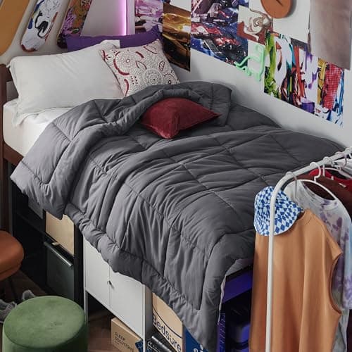 Bedsure Comforter Duvet Insert - Quilted Comforters Twin XL, All Season GentleSoft Down Alternative Bedding with 8 Tabs, Grey